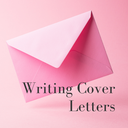 Pink envelop on pink background with the following text overlaid: "Writing Cover Letters"