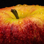 Closeup photo of a wet apple